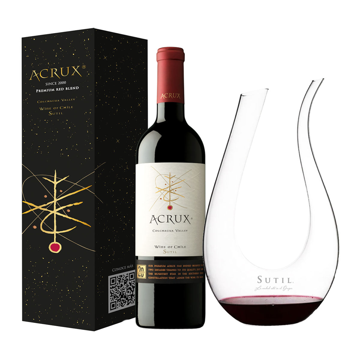 Vino Acrux Súper Premium Blend Estuche Unitario con Decantador